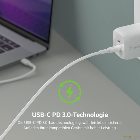 Podwójna ładowarka ścienna USB-C GaN z PPS 45 W
