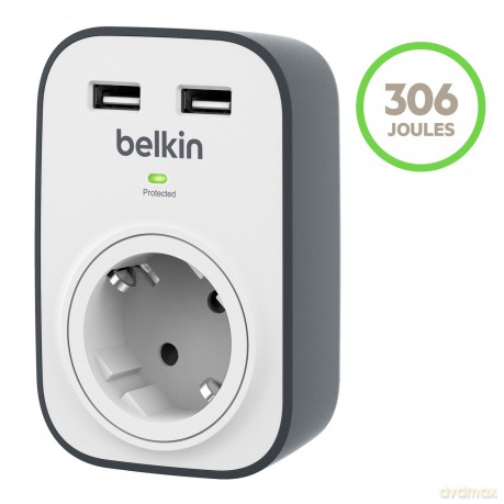 Pojedyncze gniazdo antyprzepięciowe 306J 2xUSB 2.4A Schuko