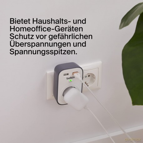 Pojedyncze gniazdo antyprzepięciowe 306J 2xUSB 2.4A Schuko
