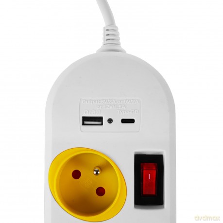 Przedłużacz 4 gniazda 1.5m, USB A/C MCE508 W