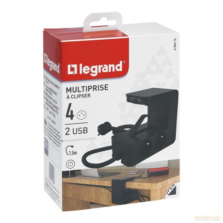 Przedłużacz klip 4x2P+Z +2USB Czarny 1,5m