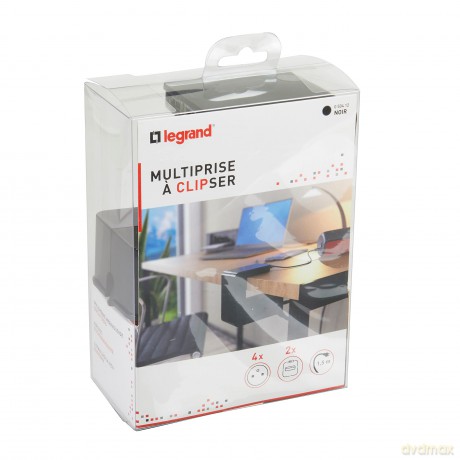 Przedłużacz klip 4x2P+Z +2USB Czarny 1,5m