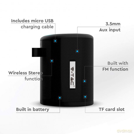 Przenośny głośnik Bluetooth Czarny