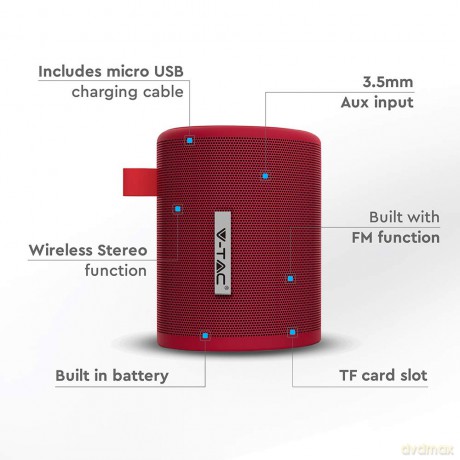 Przenośny głośnik Bluetooth Czerwony