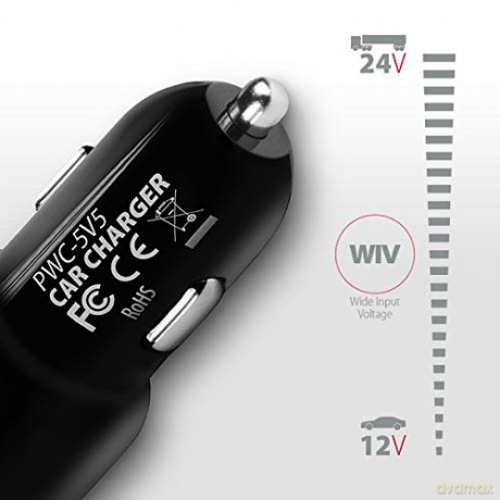 PWC-5V5 Ładowarka samochodowa 24W, 2x port Smart 5V-2.4A + 2.4A