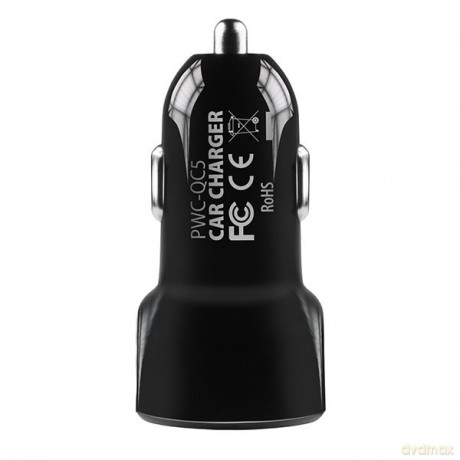 PWC-QC5 Ładowarka samochodowa QUICK SMART 31.5W, 2x port QC3.0/AFC/FCP + 5V-2.6A