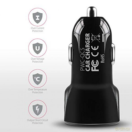 PWC-QC5 Ładowarka samochodowa QUICK SMART 31.5W, 2x port QC3.0/AFC/FCP + 5V-2.6A