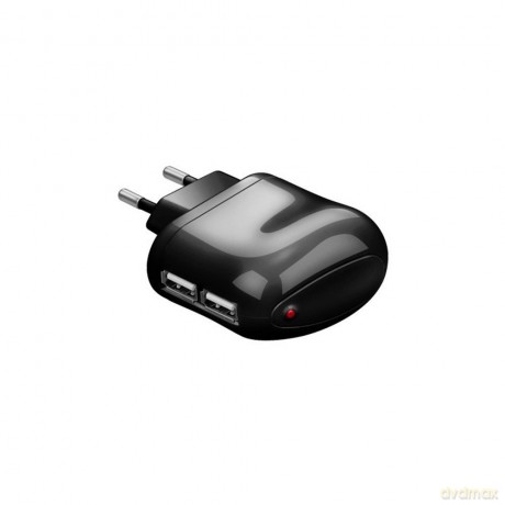 Sieciowa ładowarka USB 5V 2.1A dwa porty USB, czarna