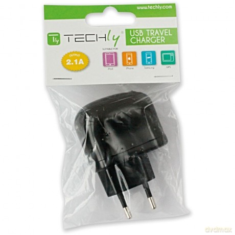 Sieciowa ładowarka USB 5V 2.1A dwa porty USB, czarna