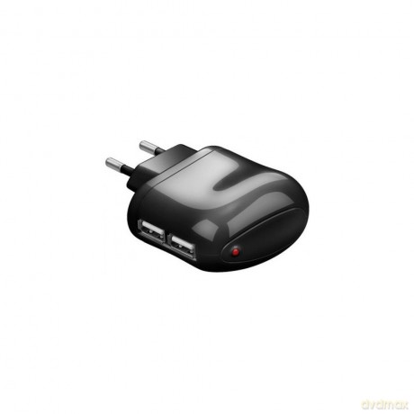 Sieciowa ładowarka USB 5V 2.1A dwa porty USB, czarna