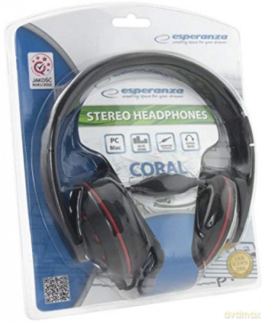 SŁUCHAWKI AUDIO STEREO Z REGULACJĄ GŁOŚNOŚCI EH144K CORAL CZARNE