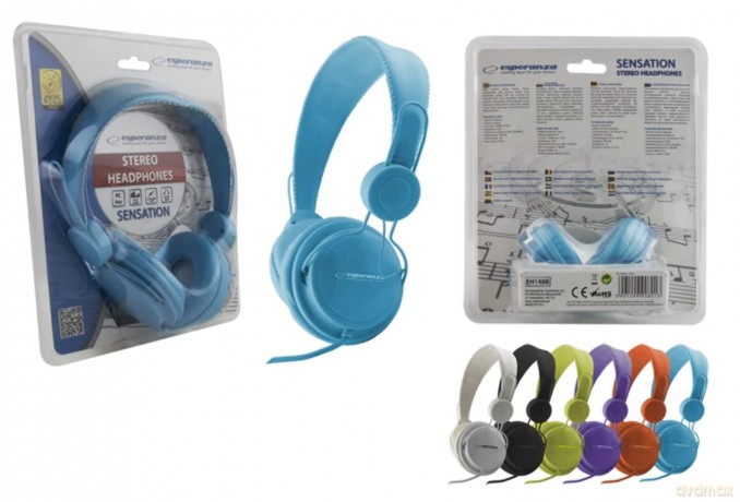 SŁUCHAWKI AUDIO STEREO Z REGULACJĄ GŁOŚNOŚCI EH148B NIEBIESKI