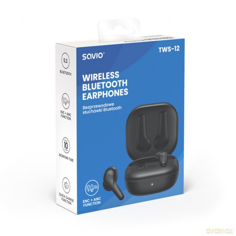 Słuchawki bezprzewodowe Bluetooth 5.3 z mikrofonem, ANC, ENC, QC, TWS-12