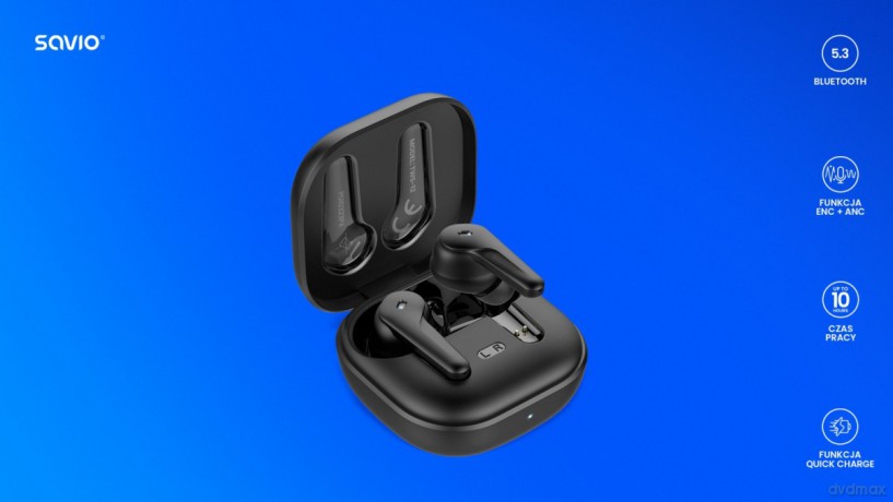 Słuchawki bezprzewodowe Bluetooth 5.3 z mikrofonem, ANC, ENC, QC, TWS-12