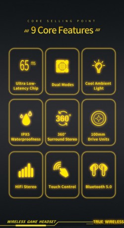 Słuchawki Bluetooth 5.0 T35 TWS + Stacja dokująca -Dla Graczy- czarne