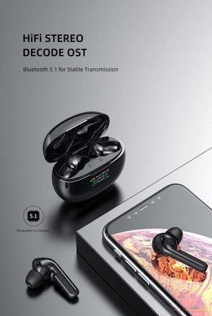 Słuchawki Bluetooth 5.0 TWS T15P Czarne