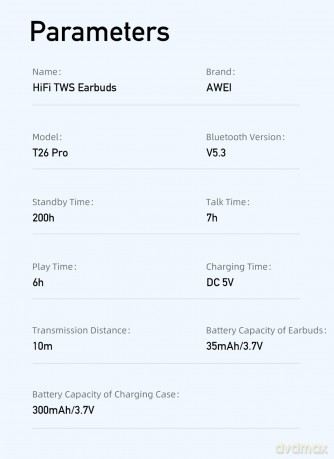 Słuchawki Bluetooth 5.3 T26 Pro TWS Black