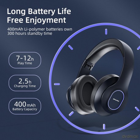 Słuchawki Bluetooth A100BL Nauszne Black