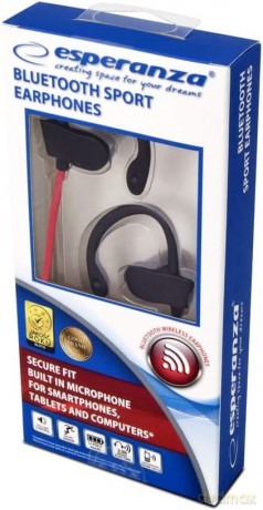 Słuchawki Bluetooth sportowe Czarno-czerwone