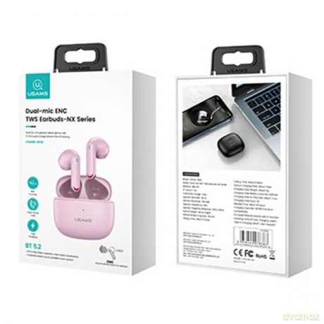 Słuchawki Bluetooth TWS 5.2 NX10 Series Dual Microfon różowe