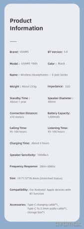 Słuchawki Bluetooth YX05 E-Join Series TDLYEJ02 twarde etui w zestawie