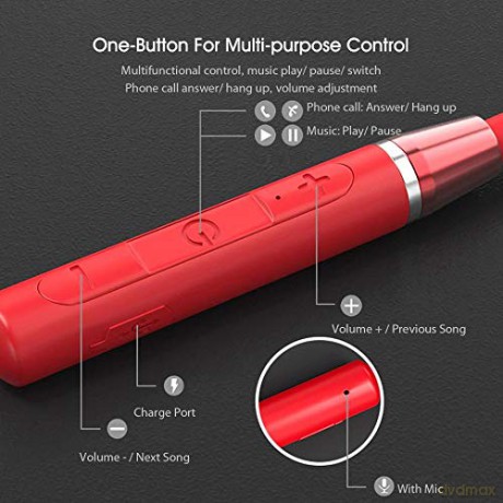 Słuchawki douszne Bluetooth HE05 czerwone