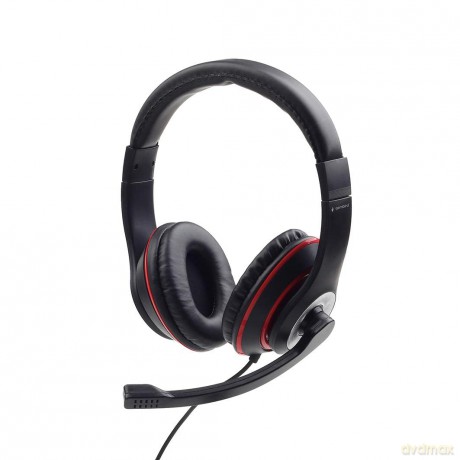 Słuchawki nauszne z mikrofonem MHS-03-BKRD czarno-czerwone