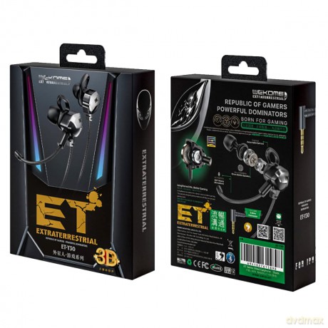 Słuchawki przewodowe gamingowe ET-Y30 ET Series - jack 3.5mm Czarne