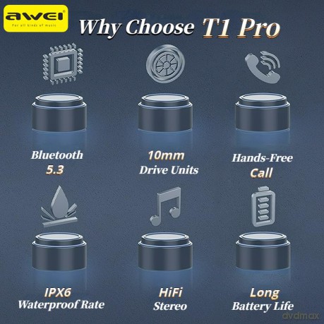 Słuchawki stereo Bluetooth T1 Pro Czarne
