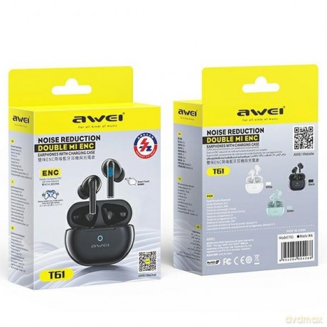 Słuchawki stereo Bluetooth T61 TWS Czarne