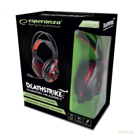 Słuchawki z mikrofonem gaming Deathstrike Czerwone
