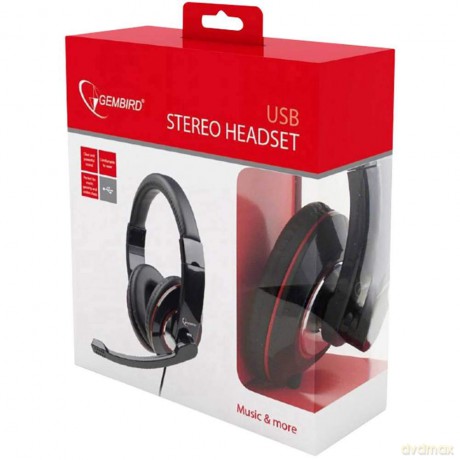 Słuchawki z mikrofonem MHS-U-001 USB czarne
