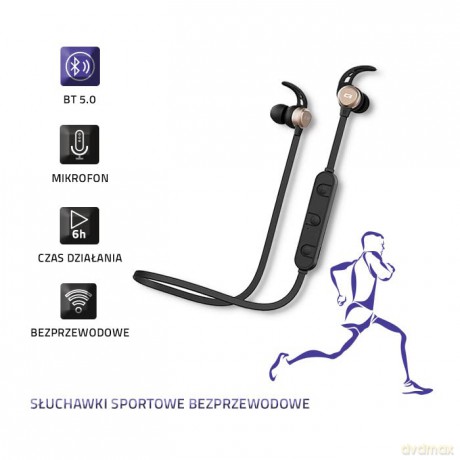 Sportowe słuchawki bezprzewodowe BT 5.0 JL | magnetyczne | mikrofon | Czarne