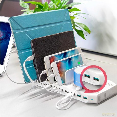 Stacja ładująca 10xUSB; 96W; 2xQC3.0; Y-2190A
