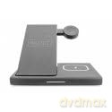 Stacja ładująca indukcyjna 3w1 składana 15W MagSafe + Qi 1m USB Czarna