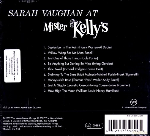 Sarah Vaughan: Live At Mr. Kelly's [CD]