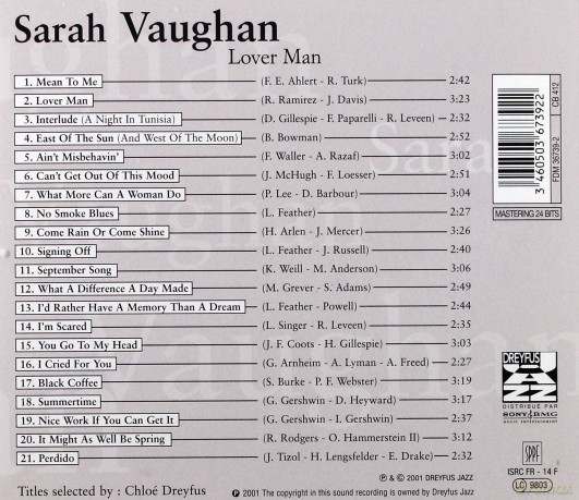 Sarah Vaughan: Lover Man [CD]