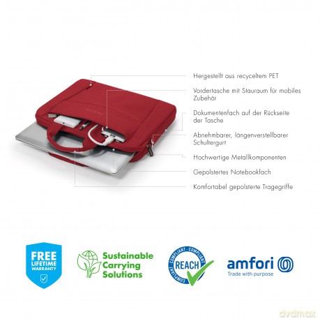 Torba D31306-RPET Eco Slim Case BASE 13-14.1 cala czerwona
