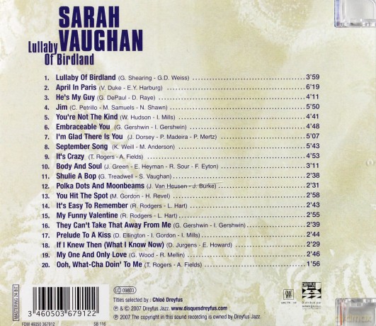 Sarah Vaughan: Lullaby Of Birdland [CD]