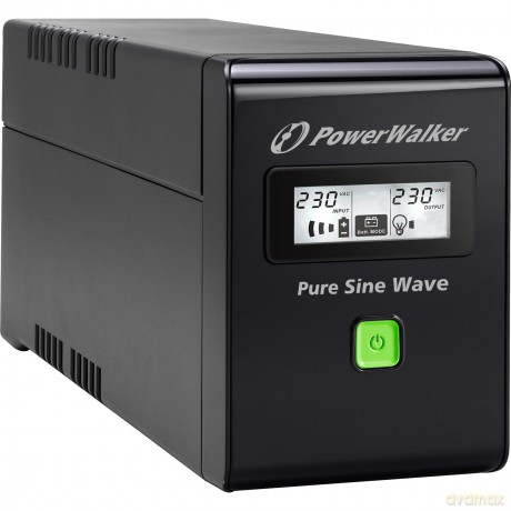 UPS Line-In 600VA 2xSchuko 230V Pure sine WAVE, RJ11/45 IN/OUT, USB, LCD