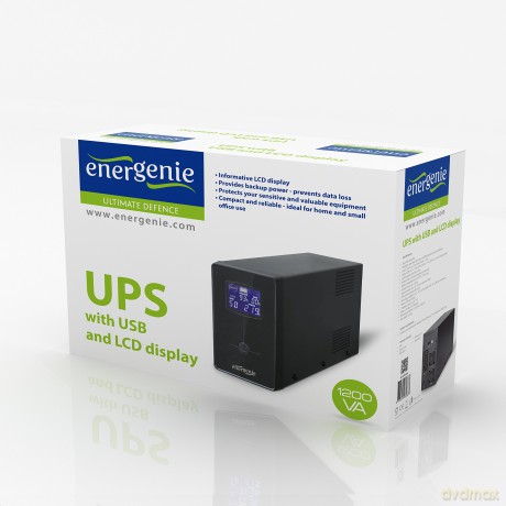 UPS LINE-INTERACTIVE 1200VA 3X IEC, 2X SCHUKO 230V, USB, RJ11 IN/OUT, LCD