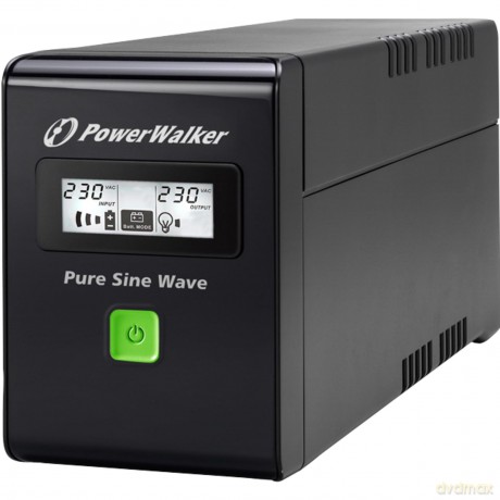 UPS POWER WALKER LINE-INTERACTIVE 600VA 3X IEC 230V,PURE SINE WAVE,RJ11/45 IN/OUT,USB,LCD (Pełna sinusoida)