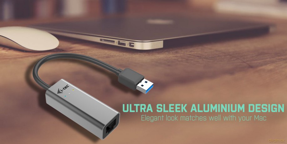USB 3.0 adapter Metal Gigabit Ethernet, 1x USB 3.0 do RJ45 10/100/1000 Mbps