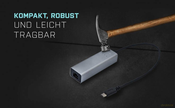 USB C adapter Metal Gigabit Ethernet, 1x USB-C do RJ-45