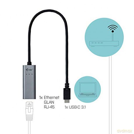 USB C adapter Metal Gigabit Ethernet, 1x USB-C do RJ-45