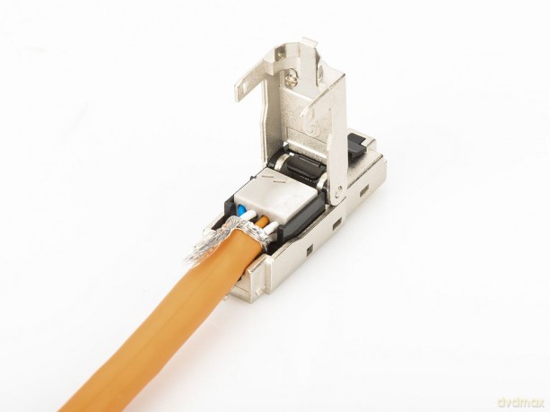 Wtyk modularny RJ45 kat.6A, PoE+, 10GbE, STP, ekranowany, metalowy, beznarzędziowy, AWG 27-22, zaślepka