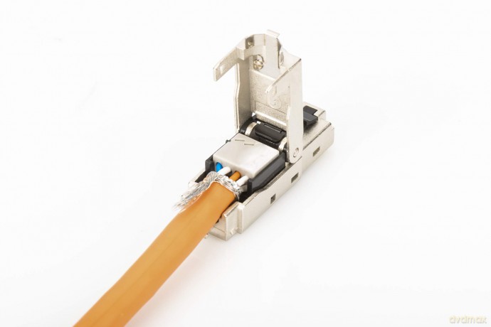 Wtyk modularny RJ45 kat.6A, PoE+, 10GbE, STP, ekranowany, metalowy, beznarzędziowy, AWG 27-22, zaślepka