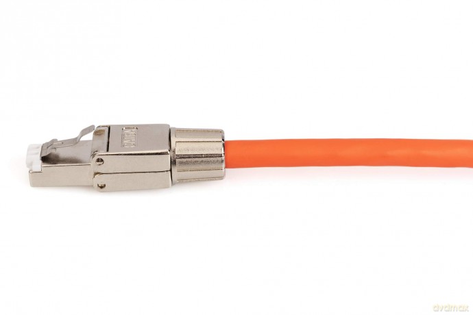 Wtyk modularny RJ45 kat.6A, PoE++, 10GbE, STP, ekranowany, beznarzędziowy, zakręcany, metalowy, AWG 26-22, dł.50mm