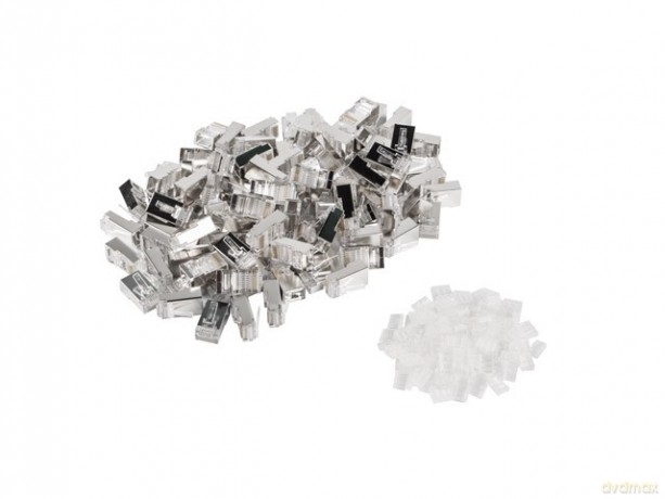 Wtyk sieciowy RJ45 8P8C kat.6 FTP (100szt) z prowadnic do linki i do drutu