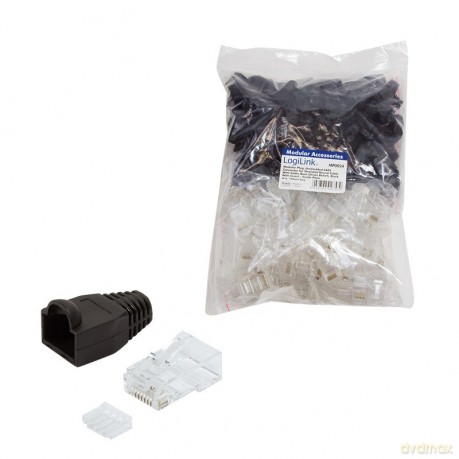 Wtyki RJ45 CAT.6 100szt. UTP z osłoną, czarne